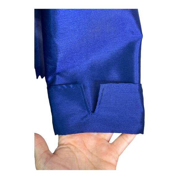 Charter Club lapis blue 3/4 sleeves button collard blouse size large - Picture 8 of 14